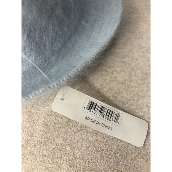 NEW VTG Winter Womans Angora Gatsby Bucket Hat Light Blue One Size  Fuzzy - Picture 9 of 9